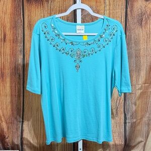 Bedford Fair Embellished Short Sleeve Tee Size XL